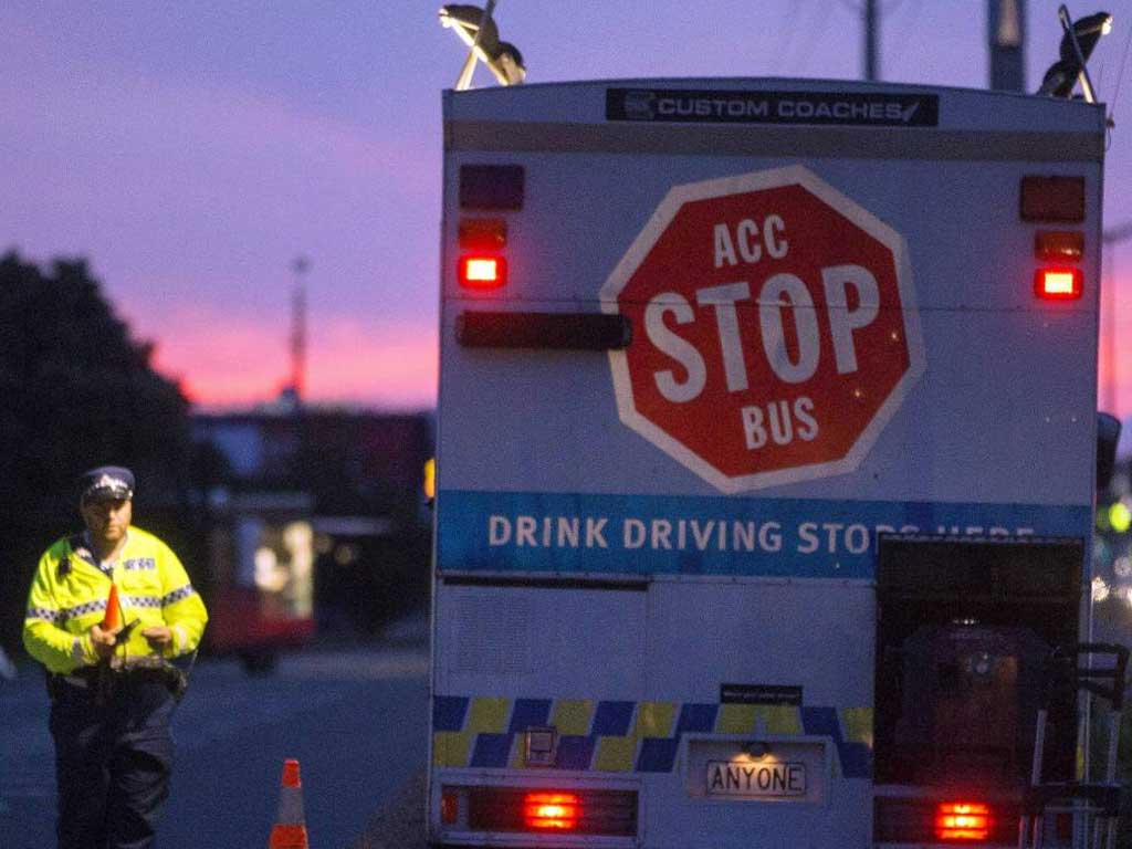 A stop sign for a police officer to conduct roadside screening